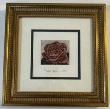 Constance Shryack Rose Etching, VTG Hand Colored Floral Imagery Restrike