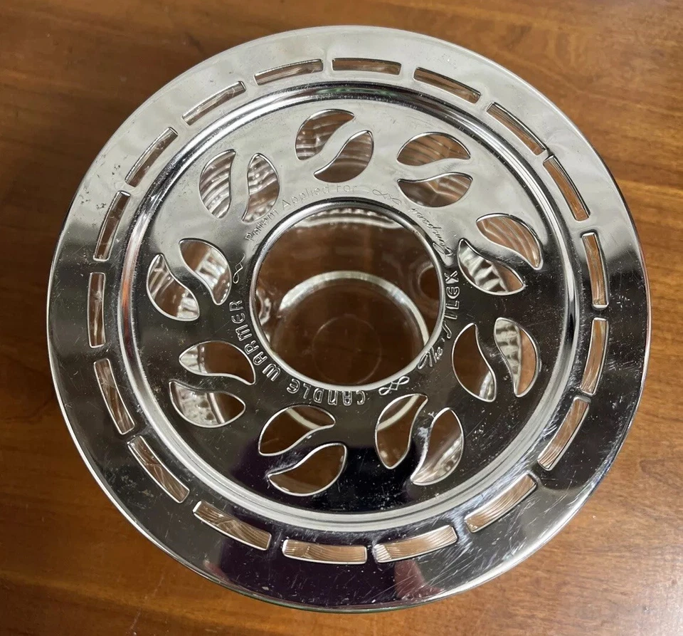 Calentador de velas de sílex para cafetera tetera Art Deco MCM con patas de vidrio tapa cromada EE. UU. Foto 4 de 4