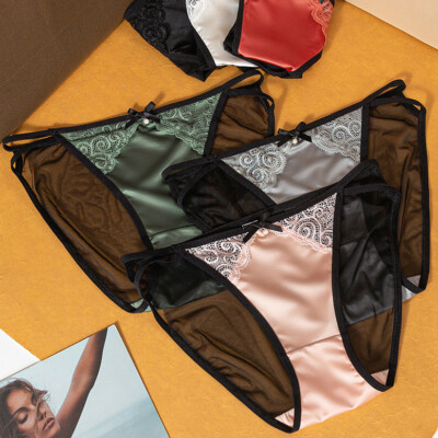 1/6 Pack Lot Womens Sexy Lace Satin Panties String Bikinis Brief Vintage Thongs