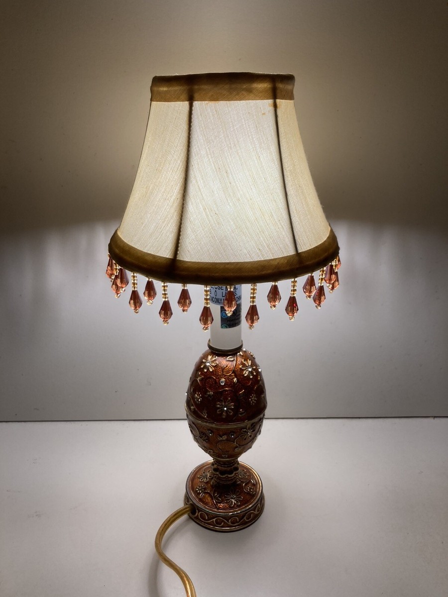Vintage Faberge Metal Enameled Egg Table Lamp Bohemian Style