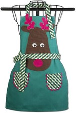 Joyful Reindeer Kids Kitchen Apron Christmas One Size 100 Cotton New by Tag