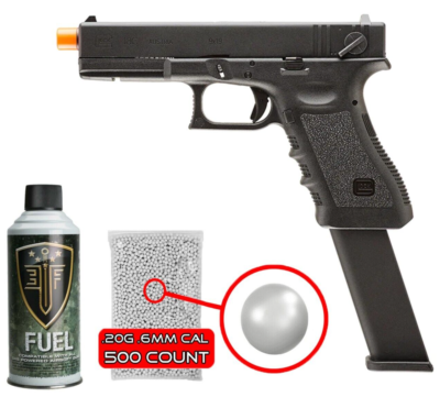 Umarex Glock 18C Airsoft Pistol, Gas Blowback, 500 BBs & Green Gas