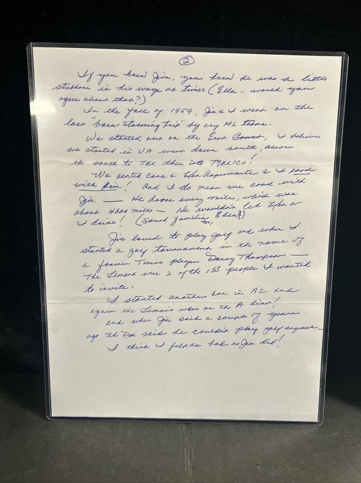 Harmon Killebrew Handwritten Letter to Jim Lemon 3 Pages JSA LOA # - Image 4 of 4