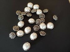 LOT MISC metalized plastic buttons craft hobby jewelry repair supply DESTASH