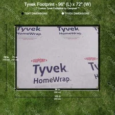 8' x 6' Tyvek Footprint, ground cloth, tarp w/ reinforced grommet corners
