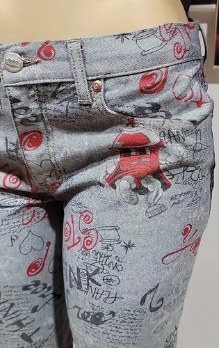 Todd Oldham 90s / Y2K Allover Graffiti Print Mid Rise Size 11 Jeans Text #5 - Picture 2 of 18
