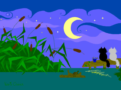 Katze Sternennacht Wandbild Kunstdruck Leinwandbild Original Kunstwerk London Künstler