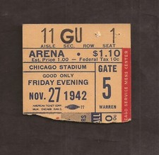 Nov 27 1942 NBL Basketball Champion Oskkosh All Stars/NCAA All-Stars Ticket Stub