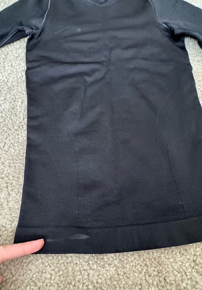 Spanx Men's TShirt Black Sculpt Compression V Neck Stretch Cotton