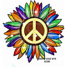 Sublimation Print Peace Sign Sunflower Ready to Press Heat Transfer