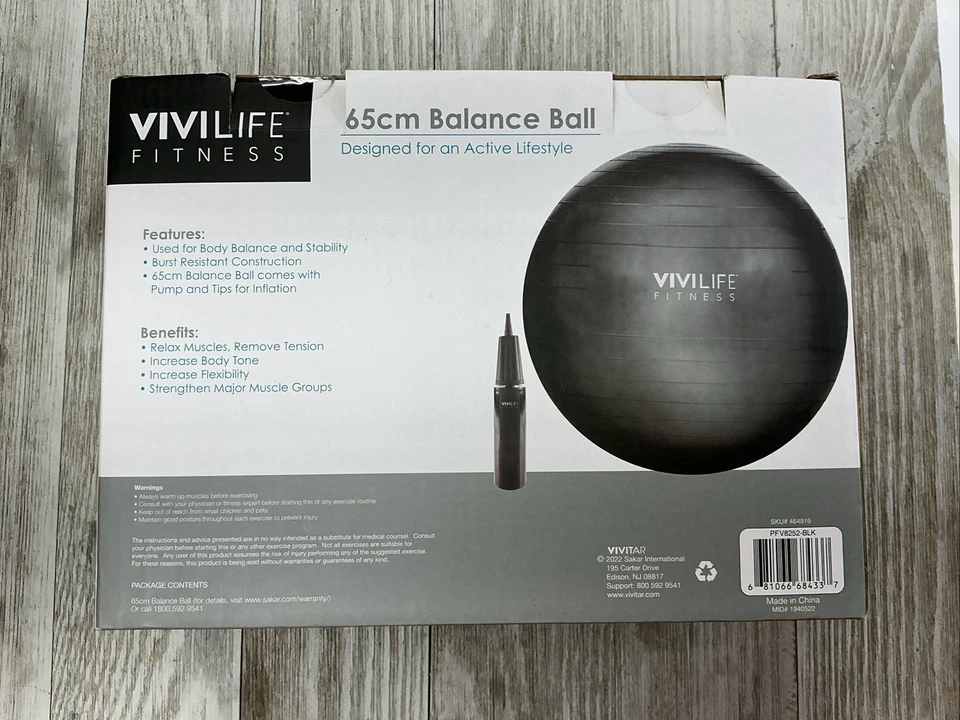 Vivilife Fitness 65 Cm Exercise Yoga Balance Ball with Pump, Brand New - Image 2 of 3