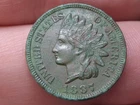 1887 Indian Head One Cent Penny- AU/Almost Unc Details, Nearly 4 Diamonds