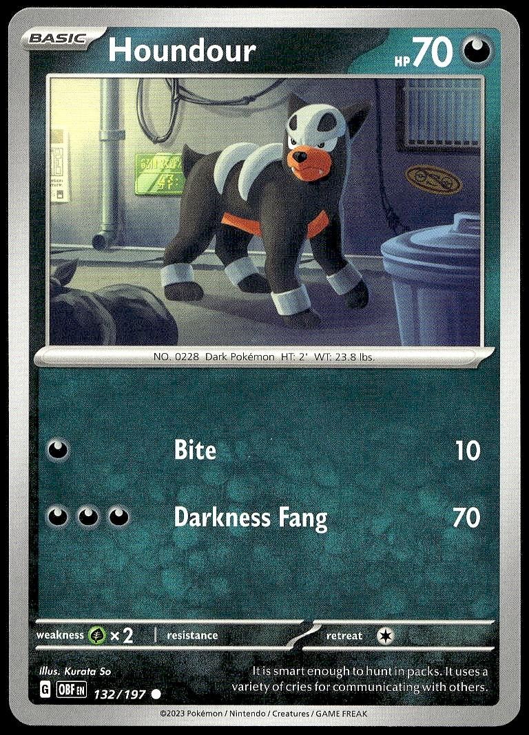 Houndour 132/197 Common Obsidian Flames Pokemon Lightly Played