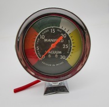 Vintage Chrome Manifold Vacuum Gauge 60s Era Accessory Accurate Inst Vintage Chrome Manifold Vacuum Gauge 60s Era Accessory Accurate Inst