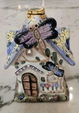 Vintage Dairy Village Elements Tea Light Candle Holder Ceramic Luminary 6-1/2"