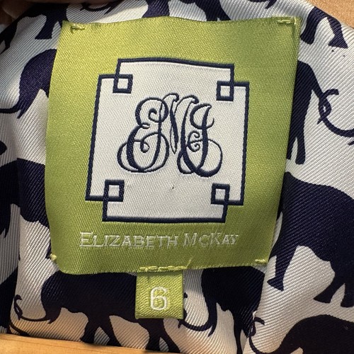 Elizabeth McKay Elephant Tunic Silk Blouse Blue White 3/4 Sleeve, Size 6 Preppy - Picture 6 of 9