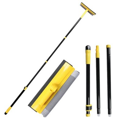 Long Handle Window Squeegee,2-in-1 Glass Squeegee Have 63'' Adjustable Soft Bl...
