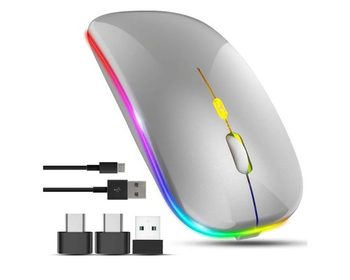Wireless Mouse for Laptop With 2 USB A to USB C Adapter, 2.4GHZ Bluetooth Mouse - Picture 1 of 6