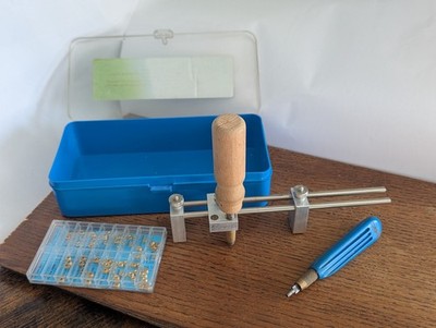 A*F Switzerland Clock Bushing Tool + Various Bushes + Bouchons, Boxed, Used