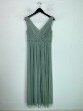 Monsoon Green Embellished Maxi Empire Sheer Dress Sleeveless Beaded UK 12