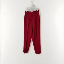 LIZ CLAIBORNE COLLECTABLES Red Pleated 100 Wool Pants Straight Lined Cuffed Y2K