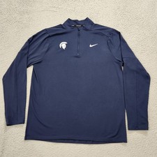 Nike Pullover Mens Large Blue Navy Quarter Zip Running Dri Fit Lightweight Logo