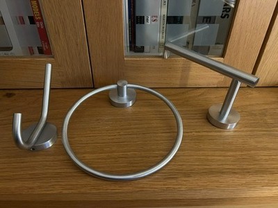Smedbo Sweden 'Home' Nickel gebürstet, Toilettenpapierhalter, Handtuchring & Bademantelhaken