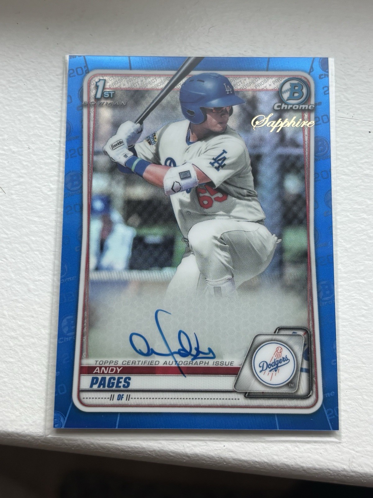 2020 Andy Pages 1st Bowman Chrome Sapphire Auto