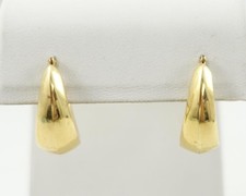 14K yellow gold ladies 3/4" elongated oval oblong hoop earrings 1.6g READ