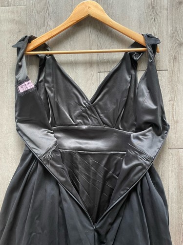 KITTEN D'AMOUR Black Size 16 Full Bow Fit And Flare Dress Pinup Retro - Picture 7 of 12