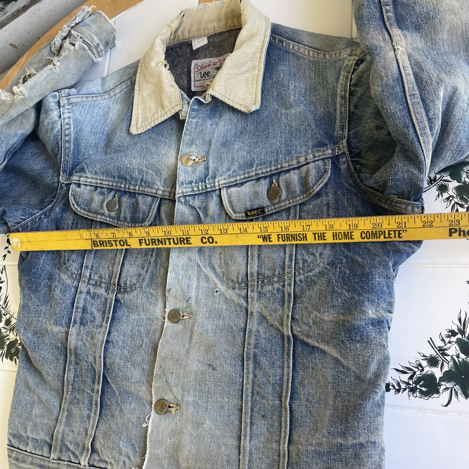 Vintage Lee Storm Rider Denim Jacket Medium USA Blanket Lined Chore Coat Thrash image 8