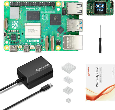 Rastech Raspberry Pi 5 Kit 8GB RAM with 27W PD Power Supply 5.1V5A,Heat Sinks an