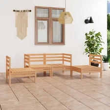 Garden Lounge Set Natural wood Solid pinewood Medium Modular