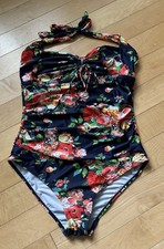 One-Piece L Navy Blue Floral Beachy Swimsuit