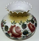 Vintage Floral Painted Milk Glass 13” Globe Hurricane Lamp Shade 9 5/8 Fitter