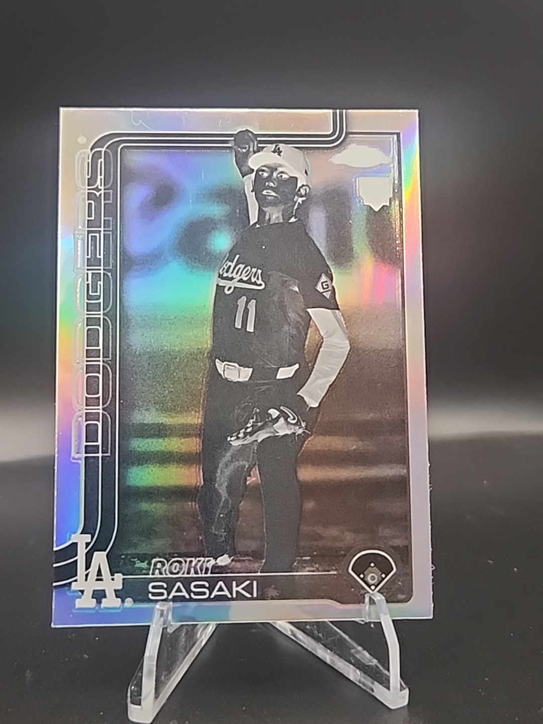 2025 Topps Chrome Roki Sasaki Rookie Negative Refractor SP #217 Dodgers