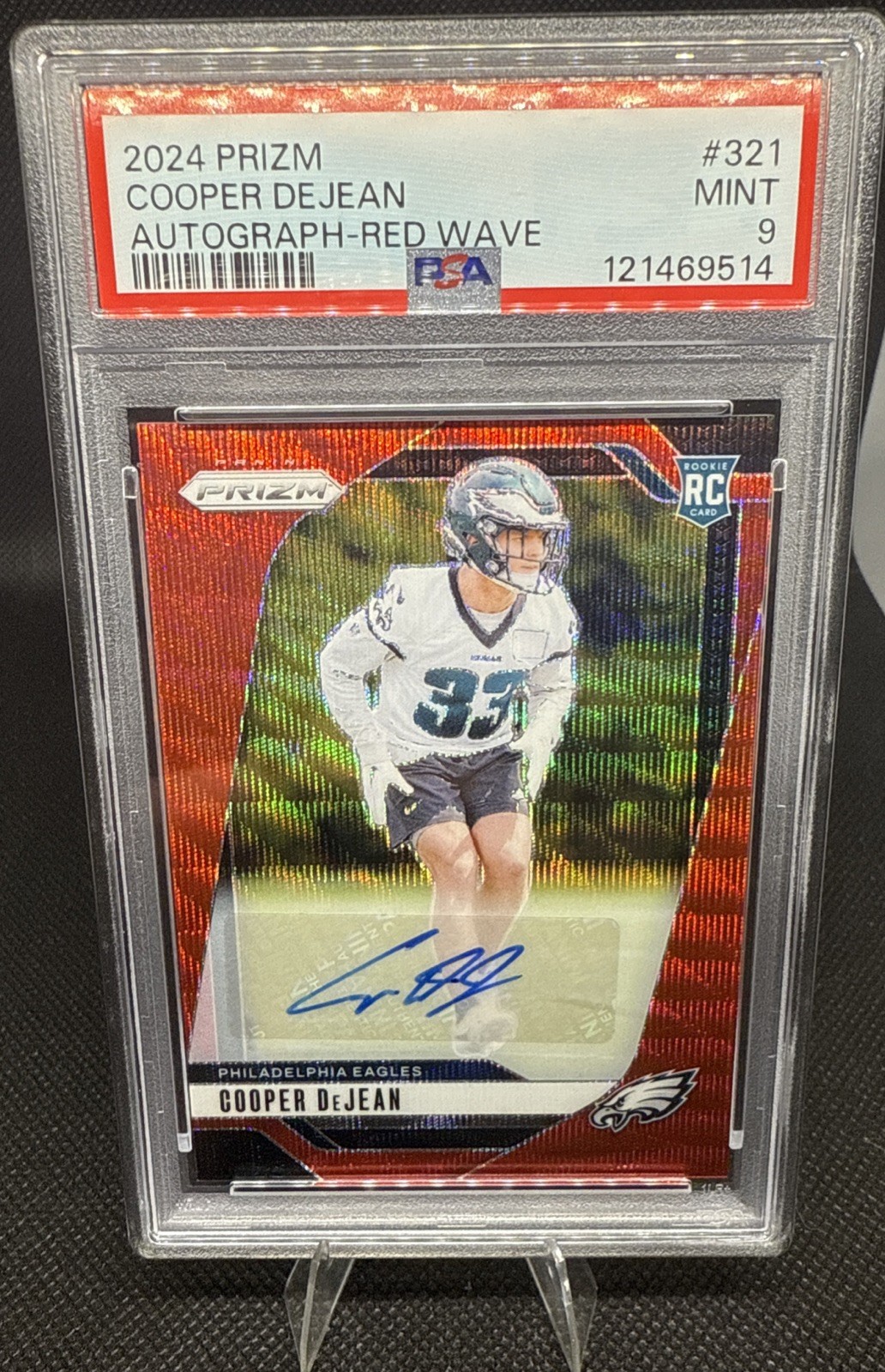 COOPER DEJEAN 2024 Panini Prizm Red Wave Auto Rookie RC /149 Philadelphia Eagles
