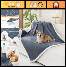 Waterproof Reversible Dog Blanket for Large Dogs, Soft Sherpa Fleece Sofa Protec