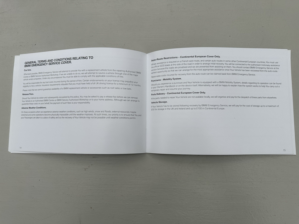 BMW RETAILER WARRANTY BOOKLET, MOT PROTECT AND EMERGENCY SERVICE ...