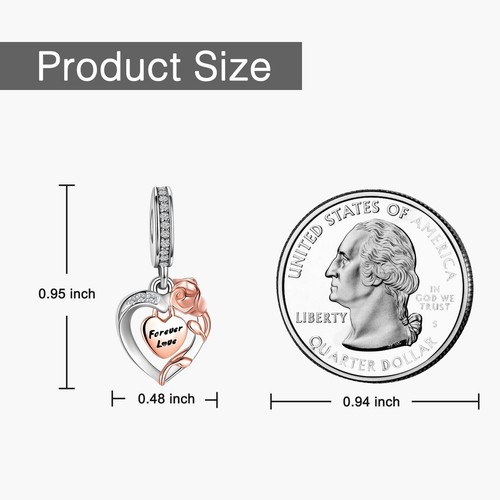 Eternal Heart Charm 925 Sterling Silver Charm Fits Women's Charm Bracelet & Neck - Picture 6 of 7