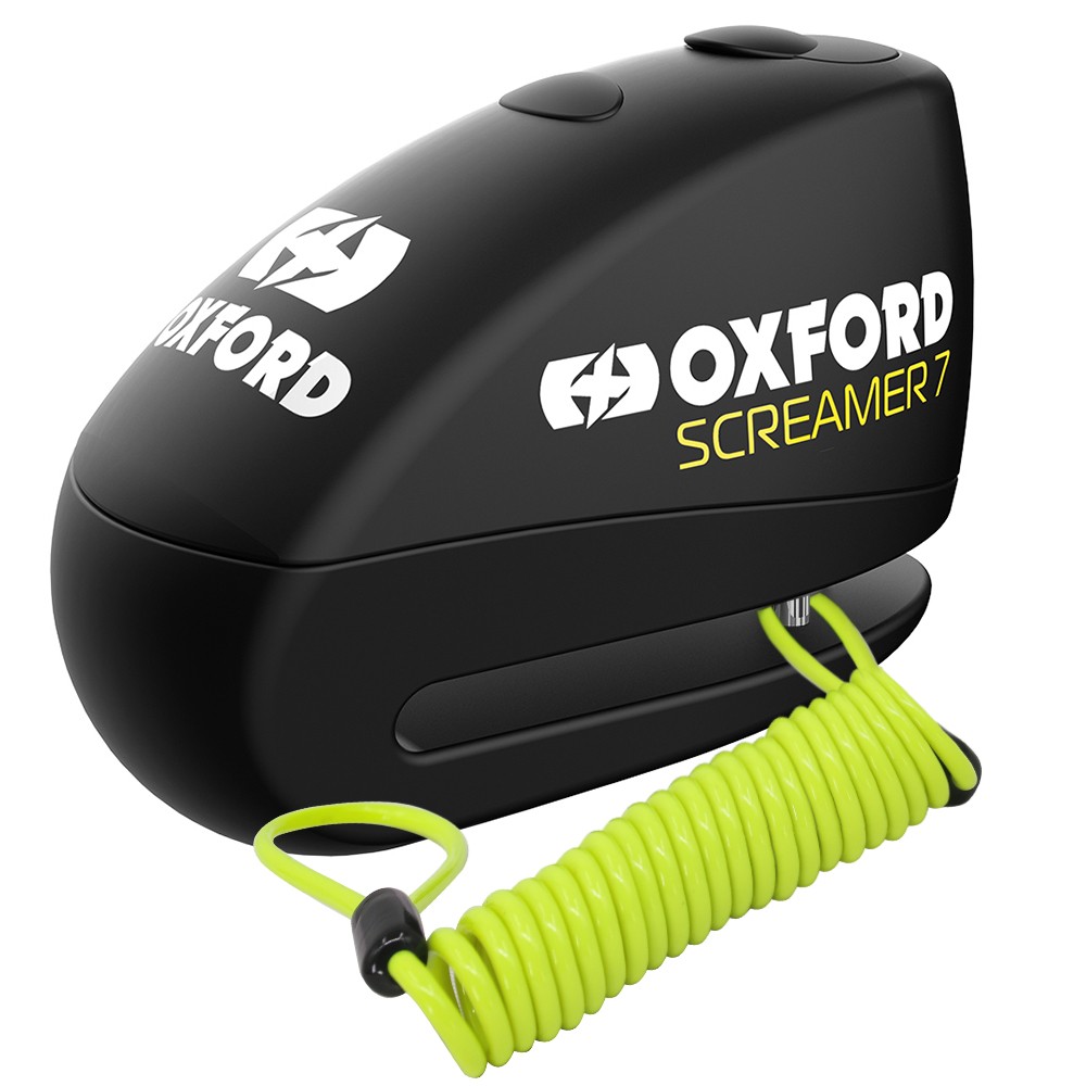 Oxford Black Screamer7 Motocycle Motorbike Alarm Disc Lock &1.5m Reminder Cable