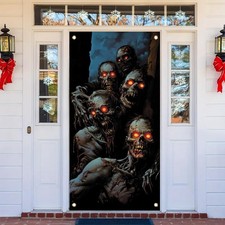 Halloween Zombie Door Cover Banner 71x35 Scary Peeking Decor