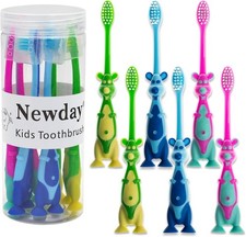 Newday Kids toothbrushes 6 Pack Set Soft Bristles Fun Lovely with Suction Cup, I