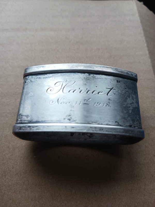 Antique Sterling Silver Napkin Ring - WWI Armistice Day "Nov 11th 1918"