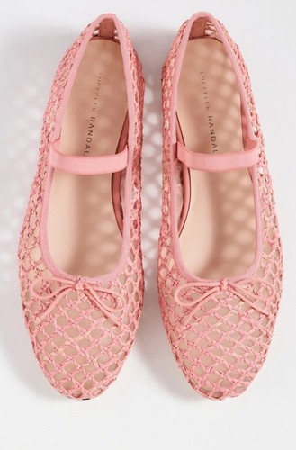 Loeffler Randall Leonie Pink Crochet Ballet Flat Sz 8 $275 - Picture 3 of 16