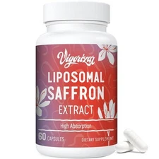 Liposomal Saffron Supplements for Women and Men, 100% Pure Saffron Extract 88.5