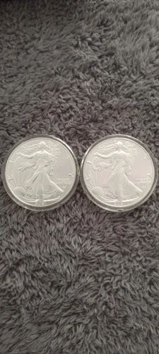 Lot of 2 American BU Silver Eagle Coins 2021 Type 2