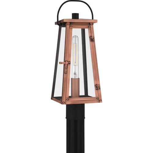Aged Copper One Light Outdoor Post Mount from the Carolina Collection - Picture 2 of 5