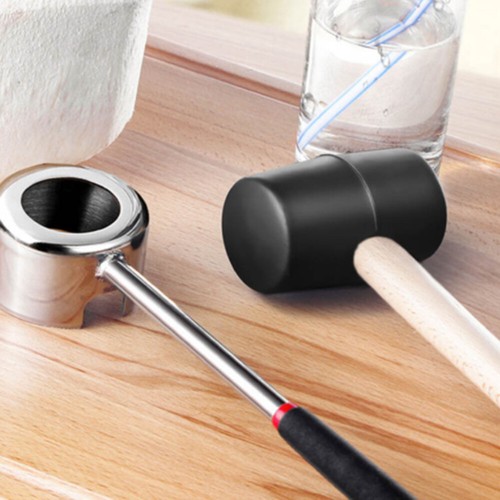 2Pcs/Set Stainless Steel Coconut Shell Opener Puncher Rubber Hammer Kitchen tool - Picture 3 of 9