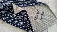 Personalized Custom Reversible Arrows Dot Minky Baby Blanket --Shower Gift